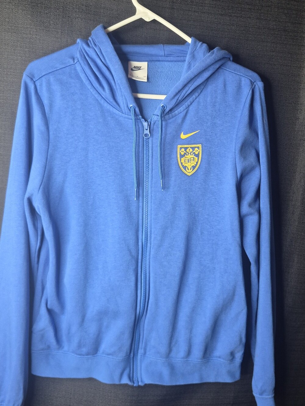 Nike Youth Blue Zip Hoodie with Yellow Crest